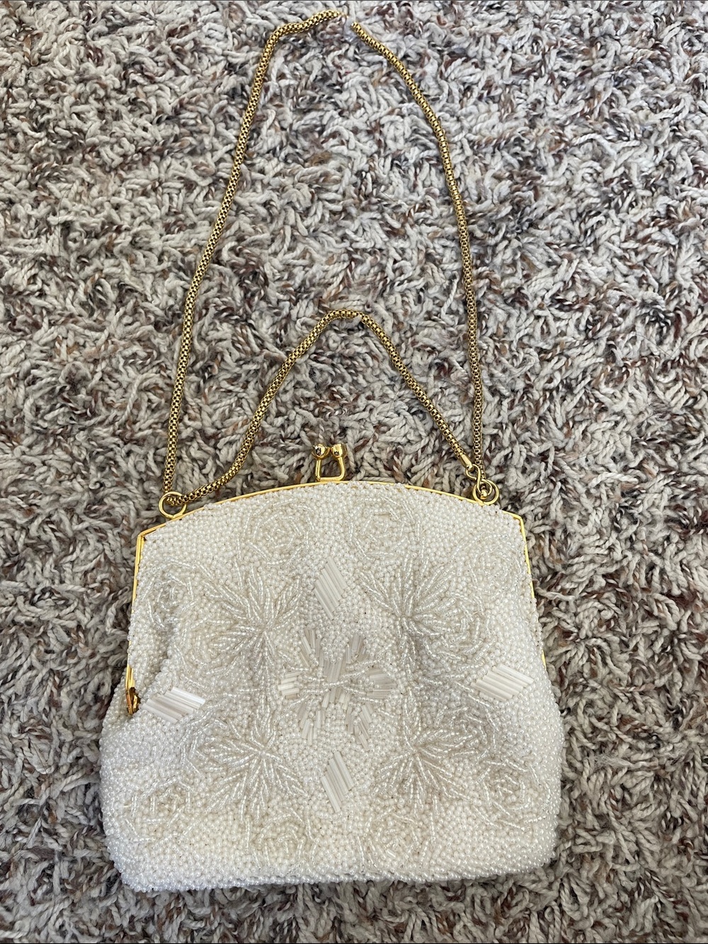 Vintage white cream bag. Small.